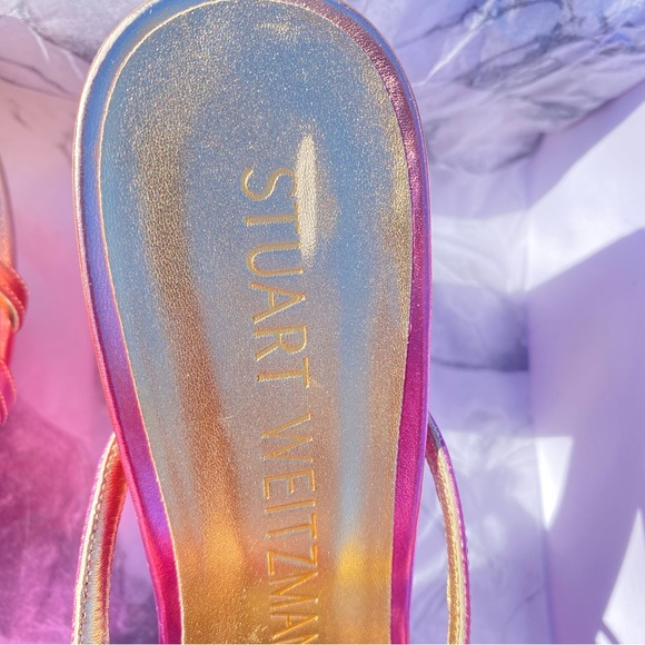 Stuart Weitzman Barelythere Squarehigh Platform Sandal in Hot Pink Multi - Picture 4 of 9